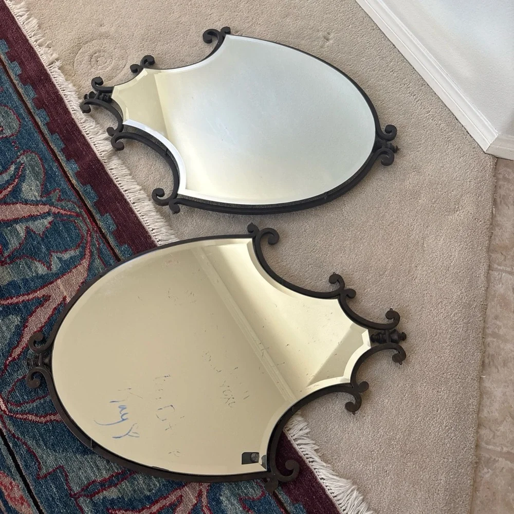Elegant french beveled LARGE Black Wall Mirror Set of 2